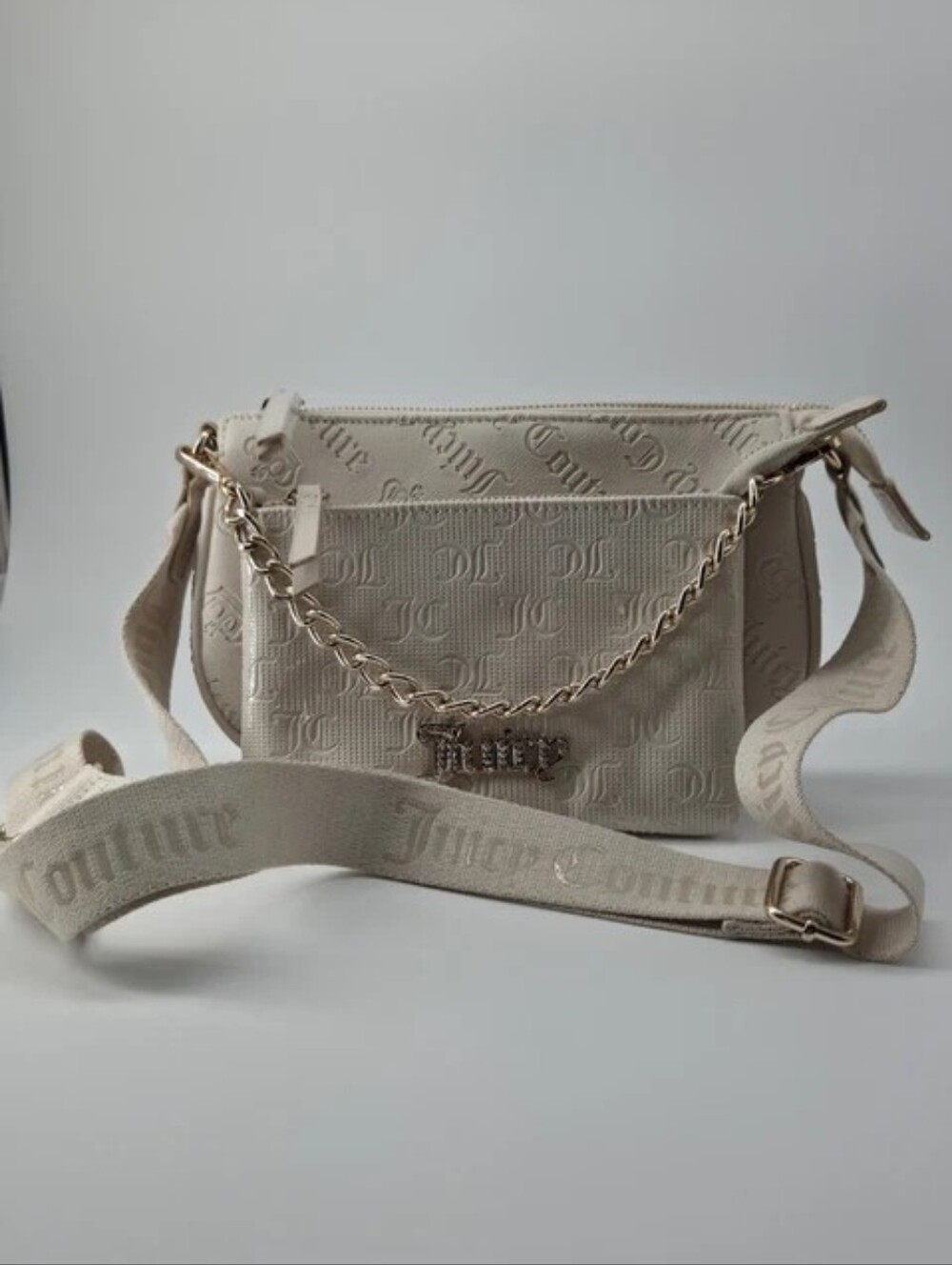 Juicy Couture Cream Crossbody Bag with Gold Chain